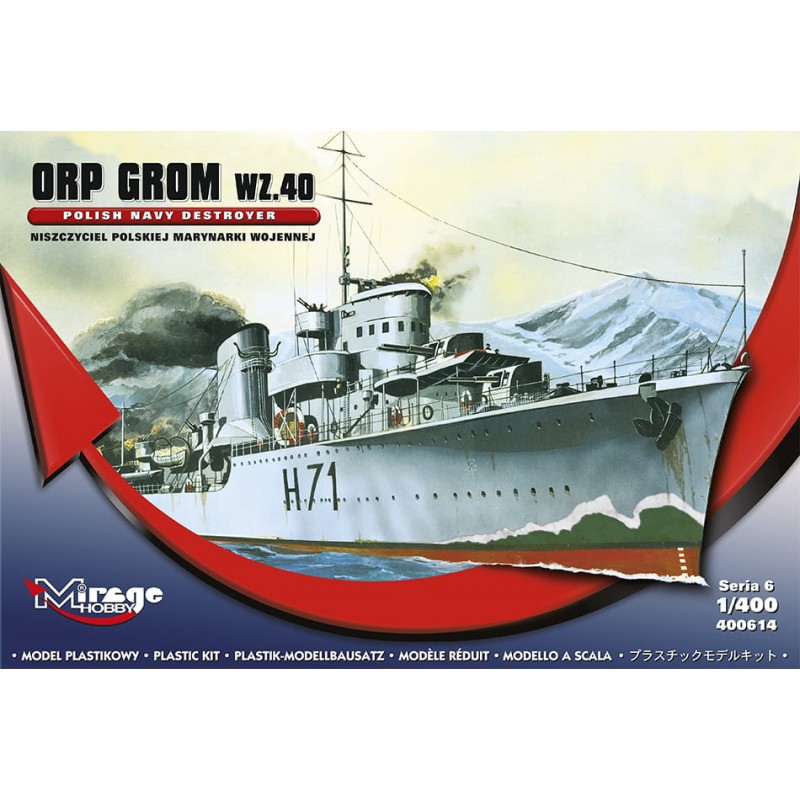Model niszczyciela ORP Grom 1938 firmy Mirage Hobby 400614