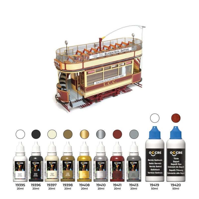 Zestaw farb i bejc do modelu tramwaju z Londynu - OcCre 90536