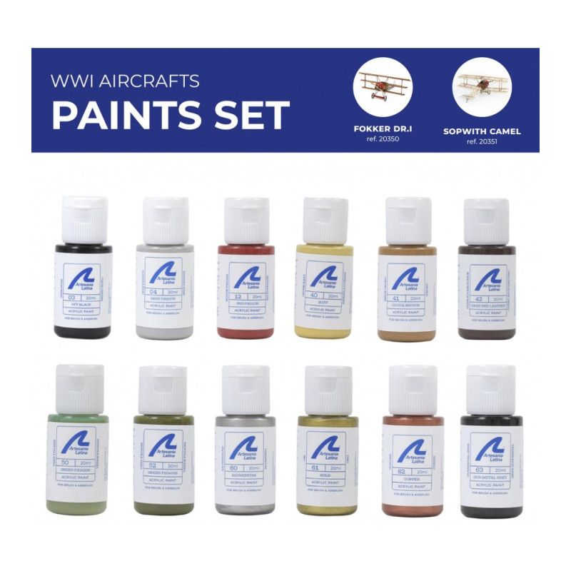 Paints set for Fokker DR.I and Sopwith Camel - Artesania Latina 277PACK1