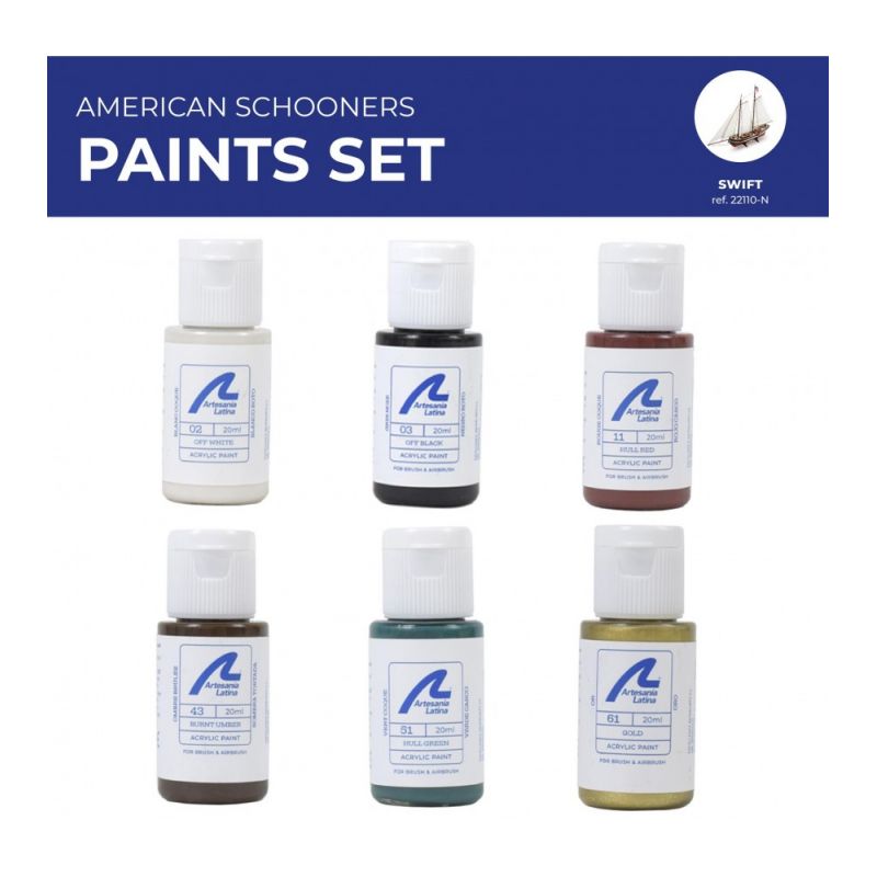 Paints set for american schooner Swift  - Artesania Latina 277PACK9